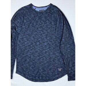 Abercrombie & Fitch Men Heathered Blue Gray Long Sleeve Raglan Crew Neck Shirt L